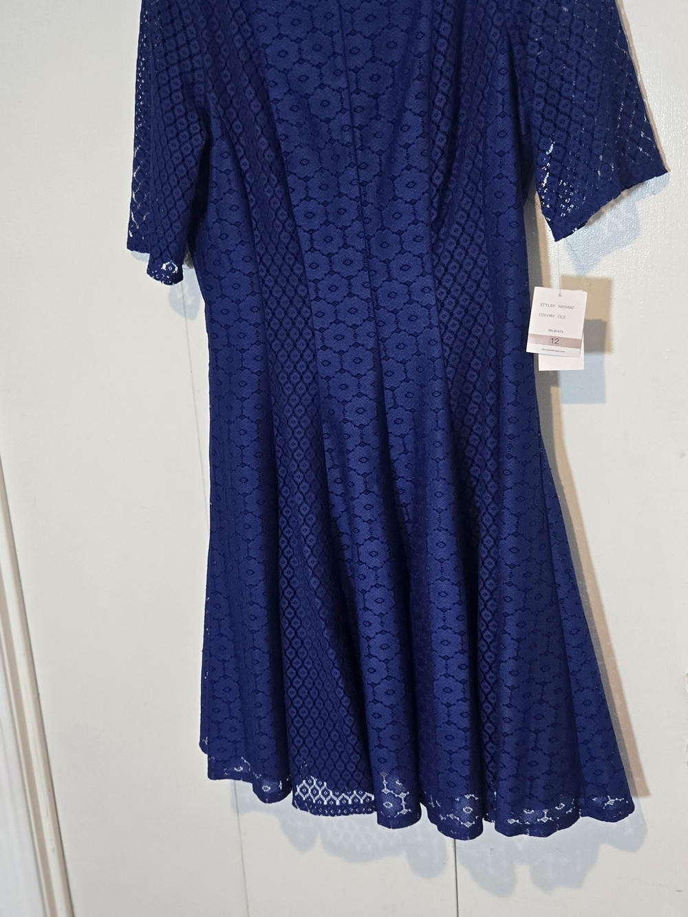 Danny & Nicole Navy Blue Lace Fit-and-Flare Dress